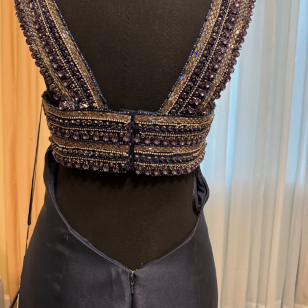 Stella Couture Beaded Evening Dress -Navy -Size 8 NWT - Picture 6 of 9